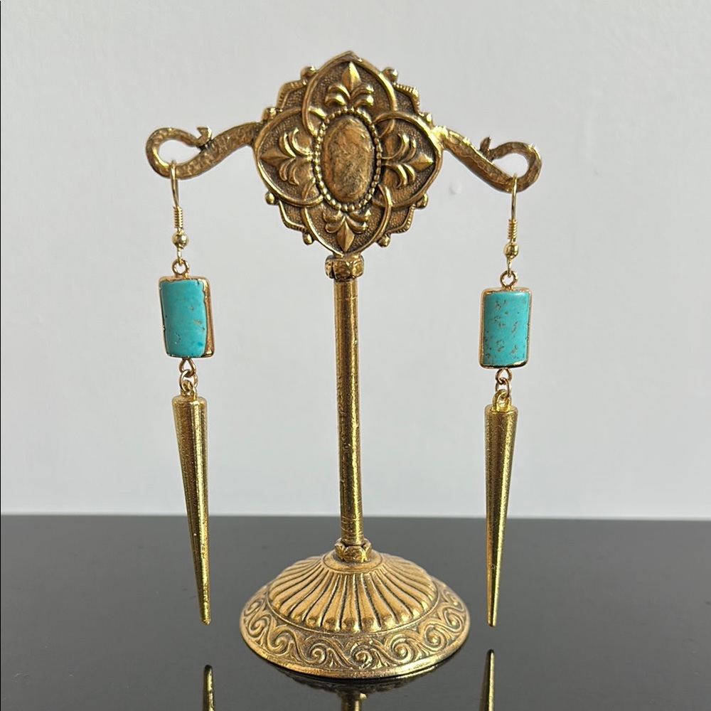 Turquoise and Gold Dangle Earrings